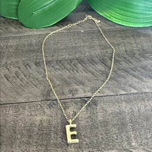 Gold Tone Initial 'E' Pendant Necklace